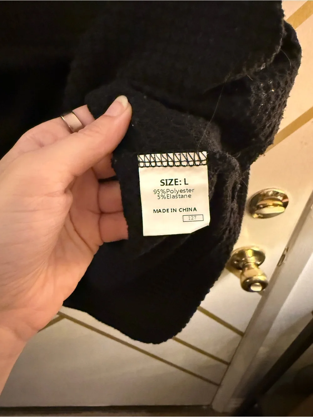 Black Button-Front Waffle Knit Shacket